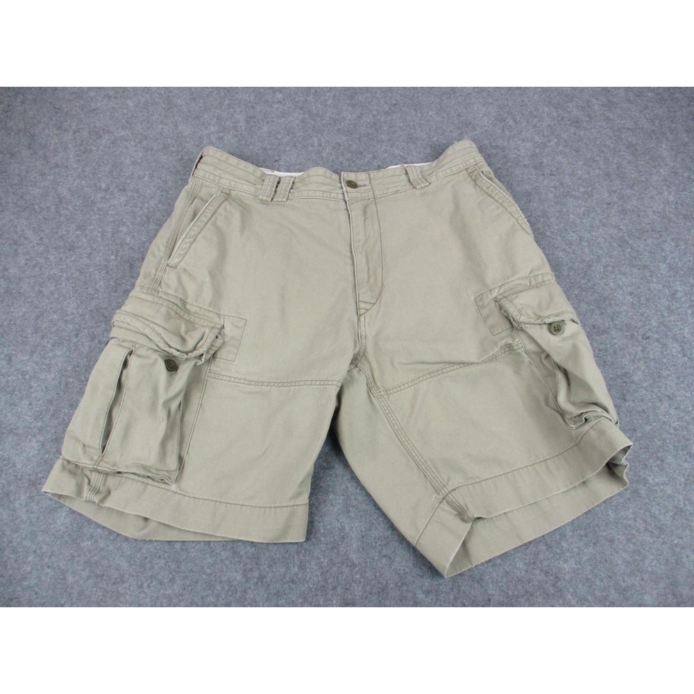 Polo Ralph Lauren Shorts Mens 36 Beige Cargo Canvas Cotton Pockets Classic Chino